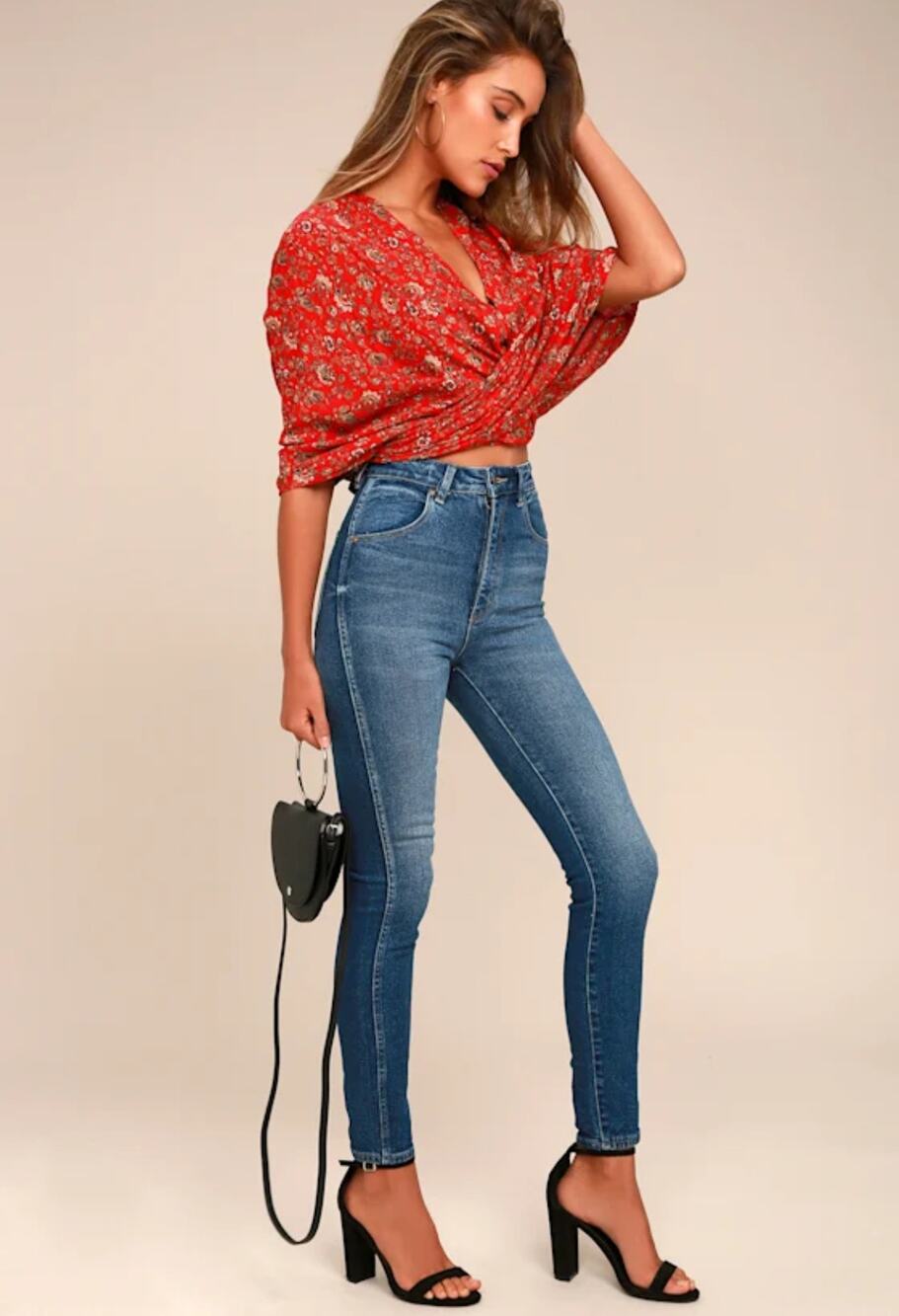 Rollas Eastcoast Ankle High-Waisted Skinny Jeans 26 Ocean Blue effortless chic